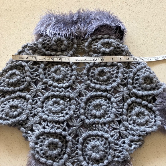 BOLERO CARDIGAN WOOL BLEND GREY KNIT FUZZY 3/4 SLEEVE SHAWL COLLAR SMALL - Picture 8 of 13